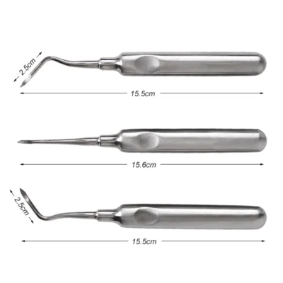 3Pcs SS Dental Extraction & Root Elevator Set - Image 3